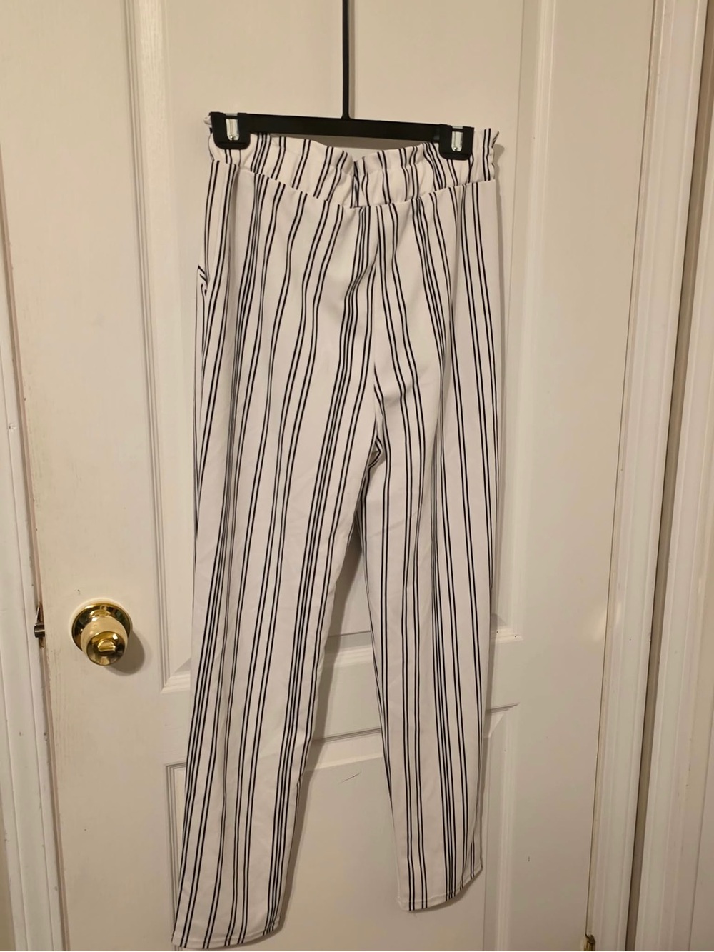 SOHO Apparel Striped Paperbag Waist Pants Black White Size S